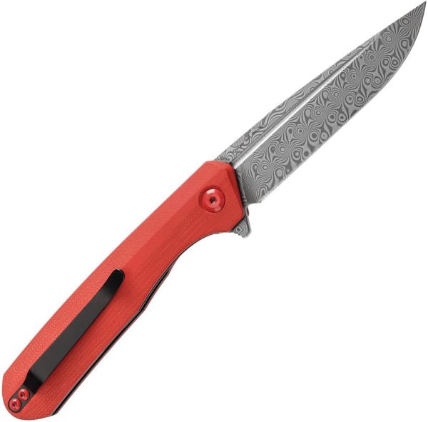 Kansept Qilin Linerlock Damascus Red G10