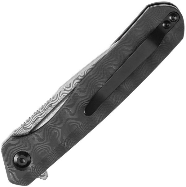 Kansept Qilin Linerlock Damascus Black Carbon Fiber