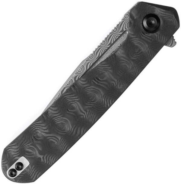 Kansept Qilin Linerlock Damascus Black Carbon Fiber