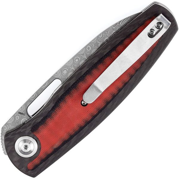 Kansept Mato Linerlock Damascus Red G10
