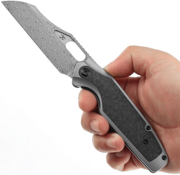 Kansept Tuckamore Framelock Damascus Carbon