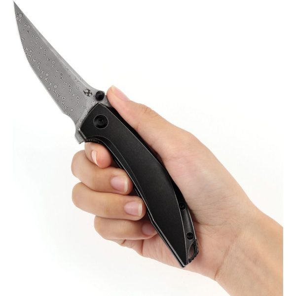 Kansept Baku Linerlock Damascus Black Titanium