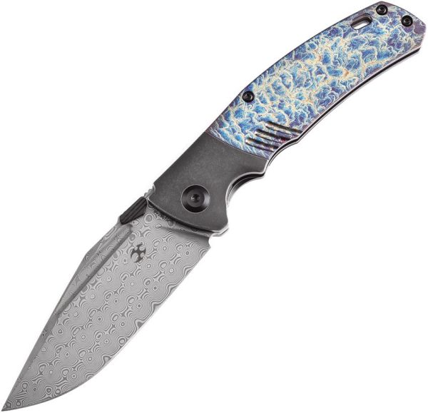 Kansept Hinterland Framelock Damascus Lightning Strike