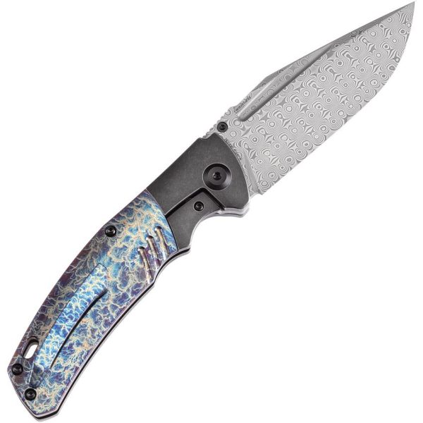 Kansept Hinterland Framelock Damascus Lightning Strike