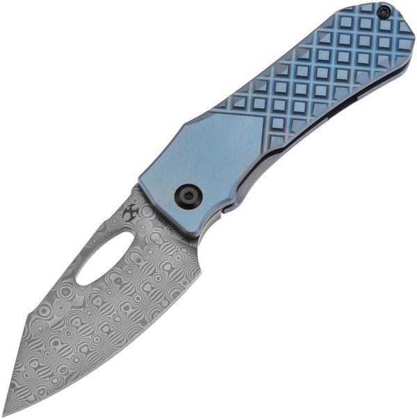 Kansept Loki Framelock Damascus - Blue Frag Titanium