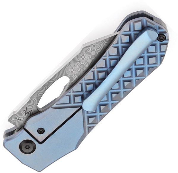Kansept Loki Framelock Damascus - Blue Frag Titanium