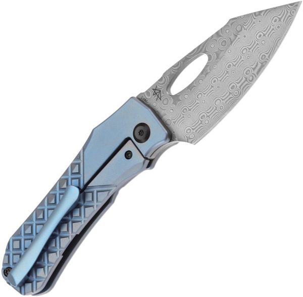 Kansept Loki Framelock Damascus - Blue Frag Titanium