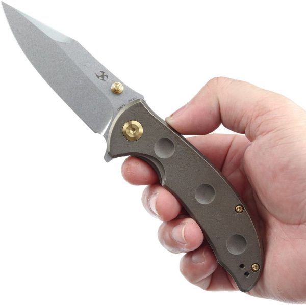 Kansept Rei Framelock Orange Peel Titanium CPM-20CV