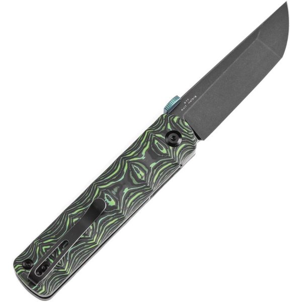 Kansept BTF Linerlock Tanto Carbon Fiber Black Green