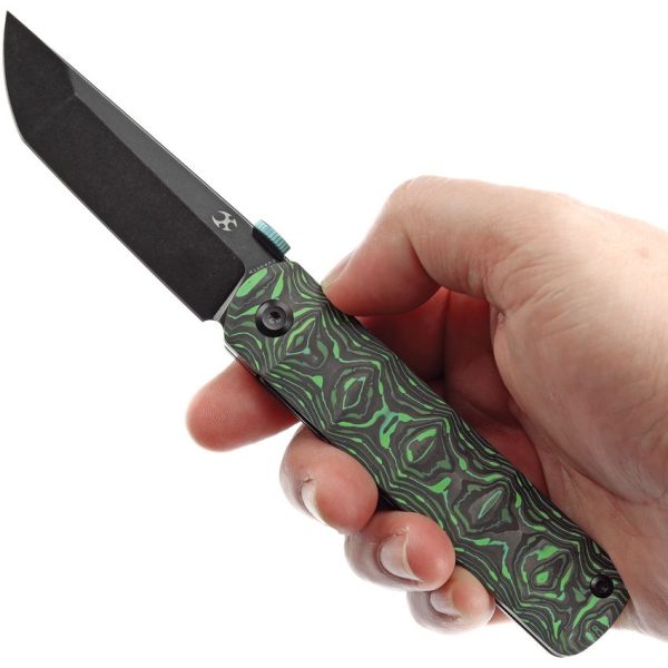 Kansept BTF Linerlock Tanto Carbon Fiber Black Green