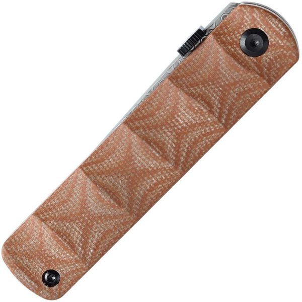Kansept BTF Linerlock Damascus Tanto Brown Micarta