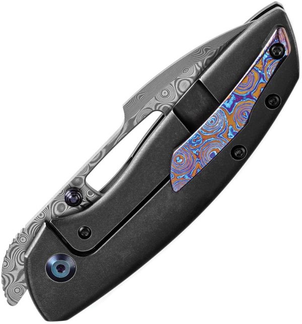 Kansept Link Framelock Dam BW - Damascus Blade