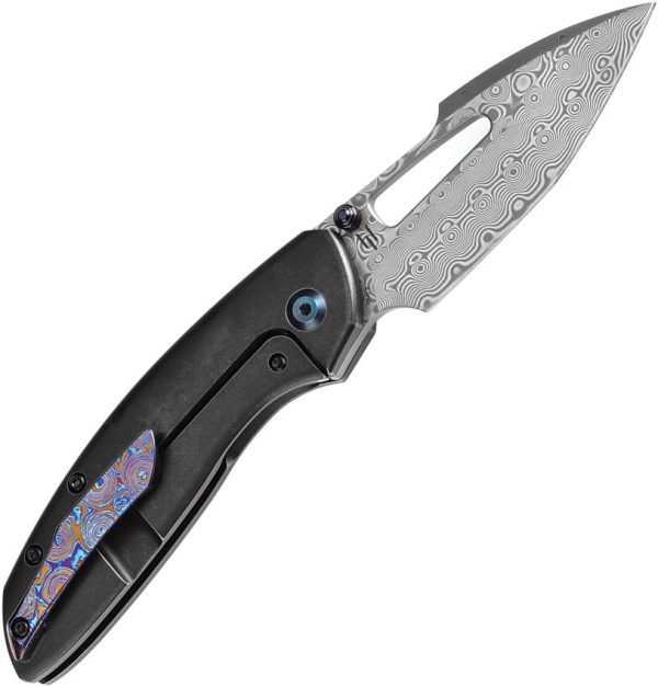 Kansept Link Framelock Dam BW - Damascus Blade