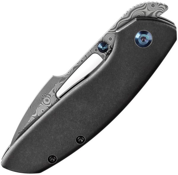 Kansept Link Framelock Dam BW - Damascus Blade