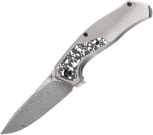 Kansept Havorn Framelock Dam CF - Damascus Clip Point