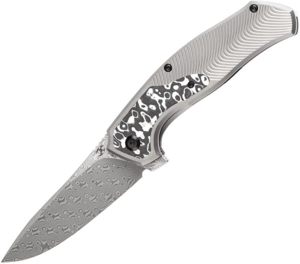 Kansept Havorn Framelock Dam CF - Damascus Clip Point