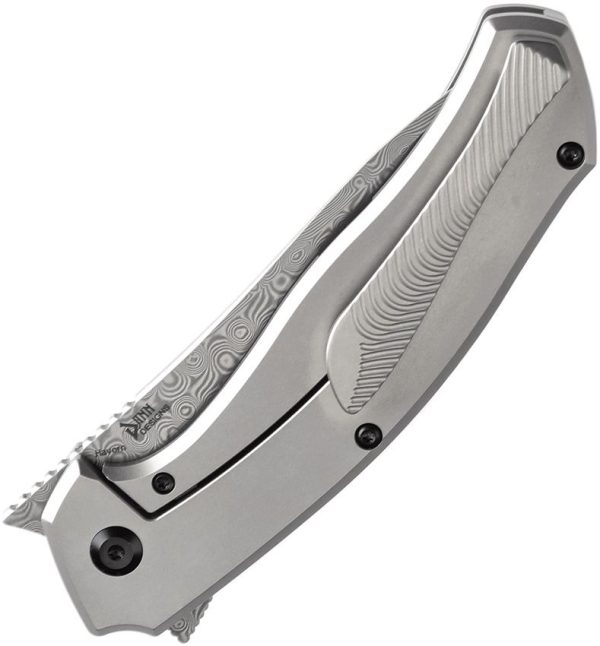 Kansept Havorn Framelock Dam CF - Damascus Clip Point