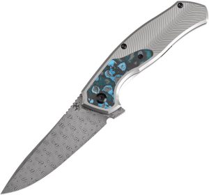 Kansept Havorn Framelock Dam ArcCF - Damascus Blade