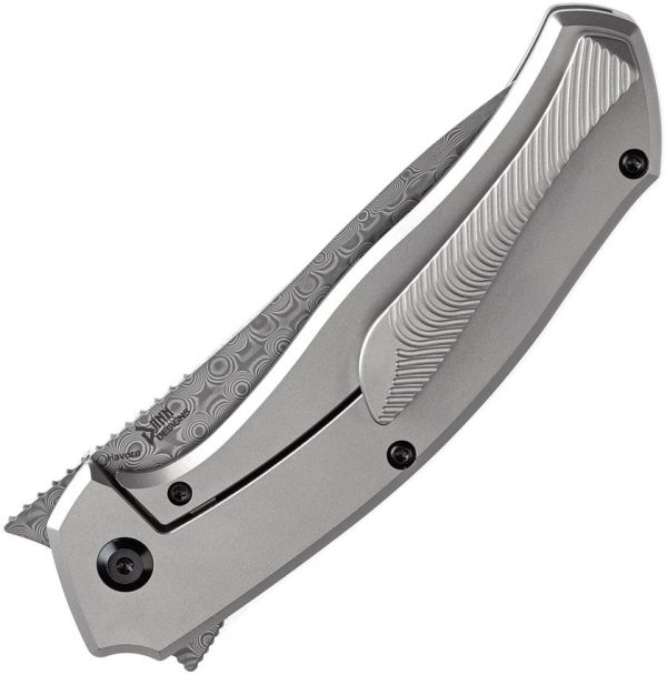 Kansept Havorn Framelock Dam ArcCF - Damascus Blade