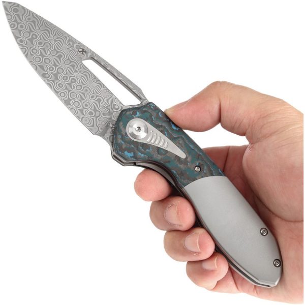 Kansept Knives Thoth Bolster Lock Folding Knife Damascus Gray