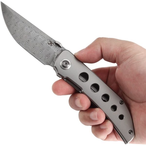 Kansept Tarkin Framelock Damascus Holes Titanium