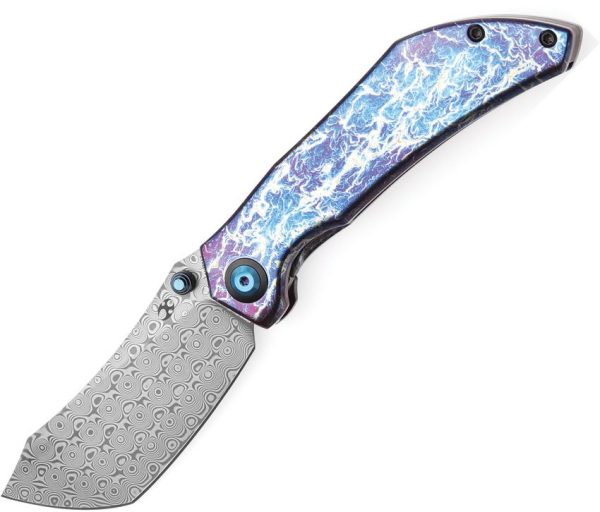 Kansept Tipper Framelock Lightning Damascus Titanium