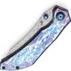 Kansept Tipper Framelock Lightning Damascus Titanium