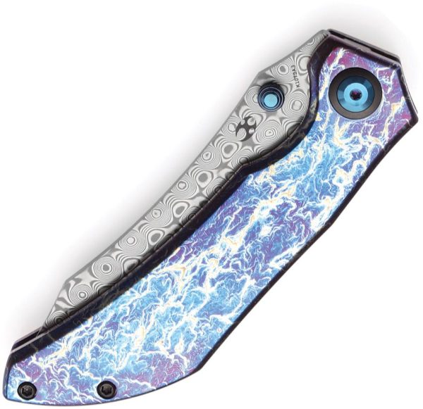 Kansept Tipper Framelock Lightning Damascus Titanium