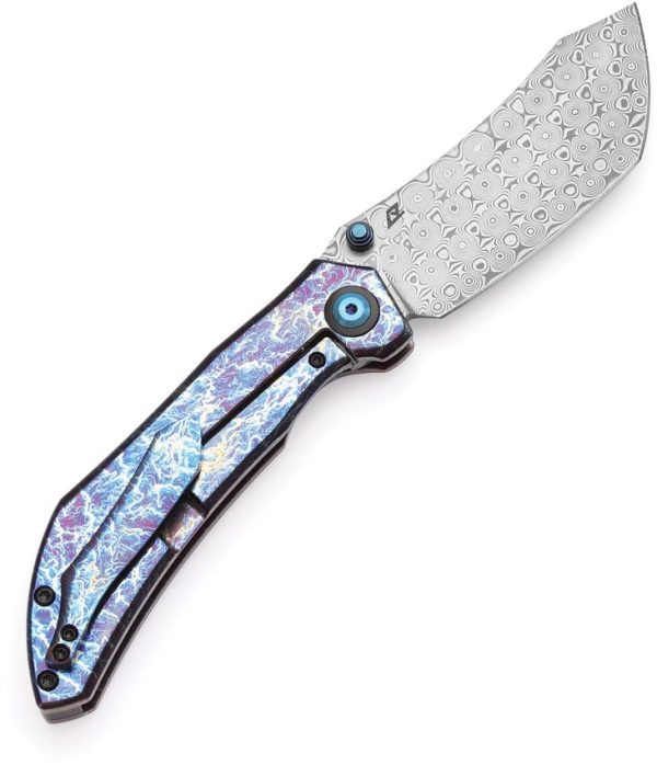 Kansept Tipper Framelock Lightning Damascus Titanium