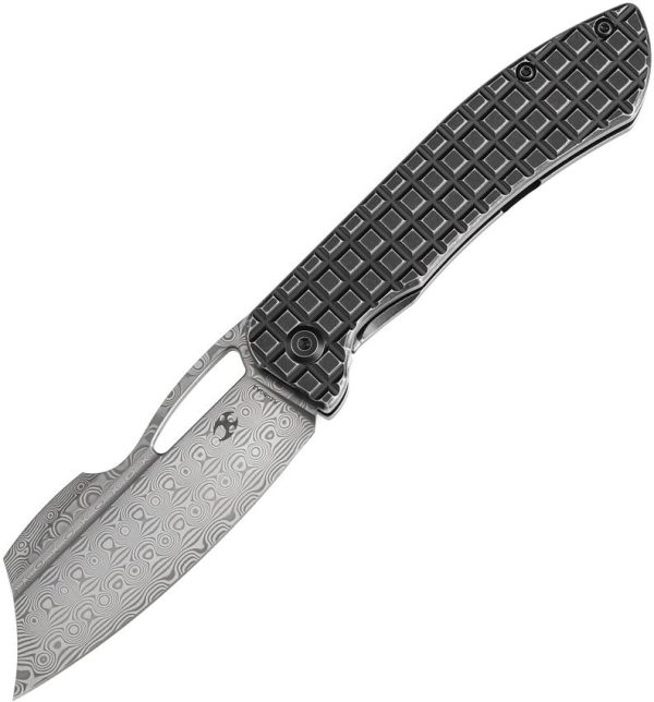Kansept Cybin Damascus Framelock BlackWash Titanium