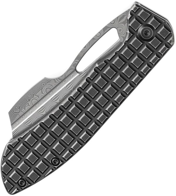 Kansept Cybin Damascus Framelock BlackWash Titanium