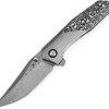 Kansept Deadite Framelock Damascus CF Black White