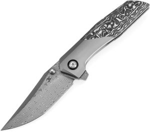 Kansept Deadite Framelock Damascus CF Black White