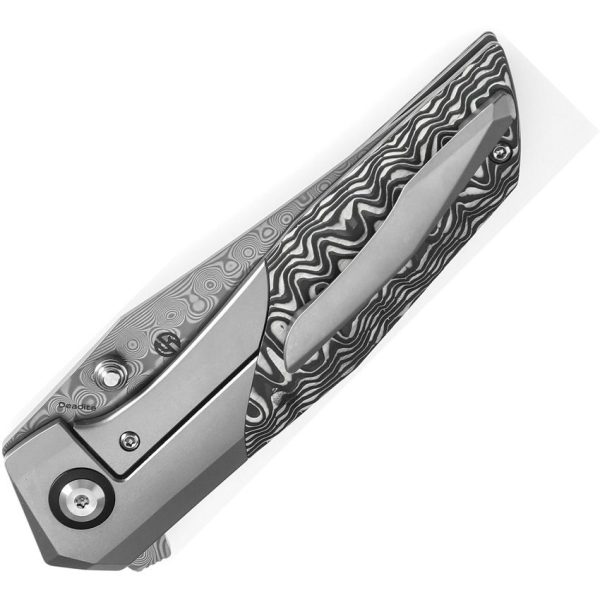 Kansept Deadite Framelock Damascus CF Black White