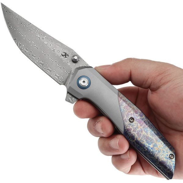 Kansept Deadite Framelock Lightning Damascus Titanium