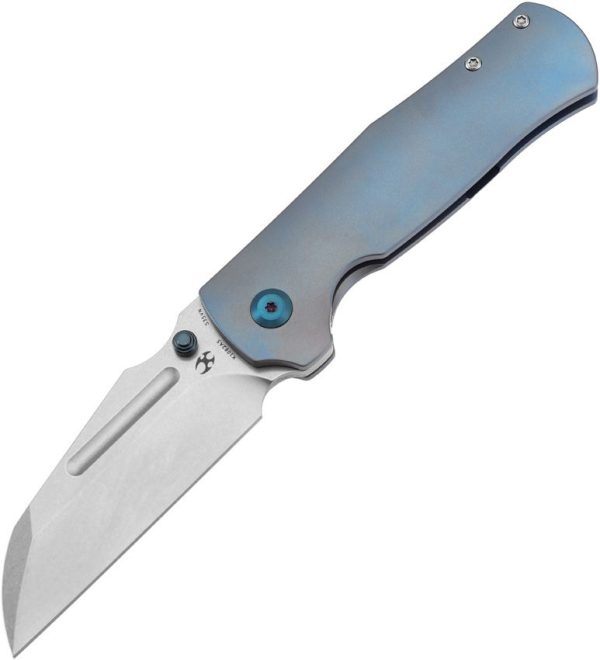 Kansept Dreadnaught Framelock Cleaver Blue Titanium
