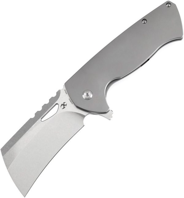 Kansept Superhawk Framelock Cleaver Bead Blast Titanium