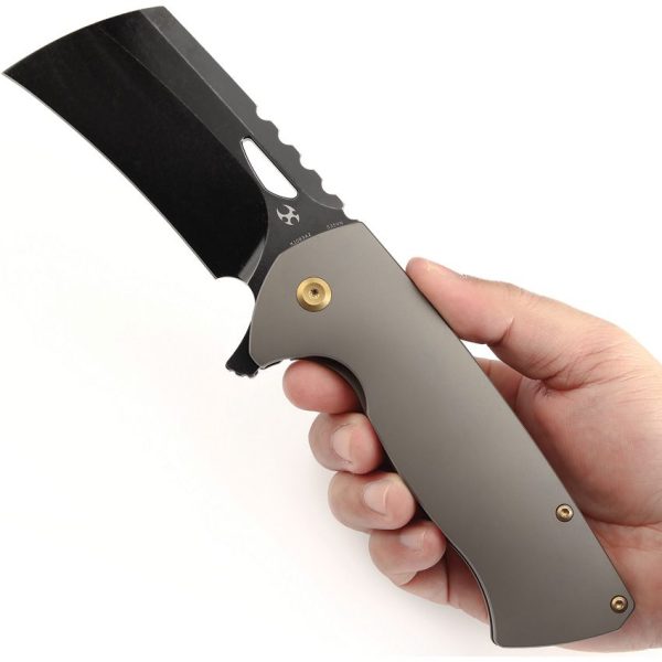 Kansept Superhawk Framelock Cleaver Bronze Black Blade