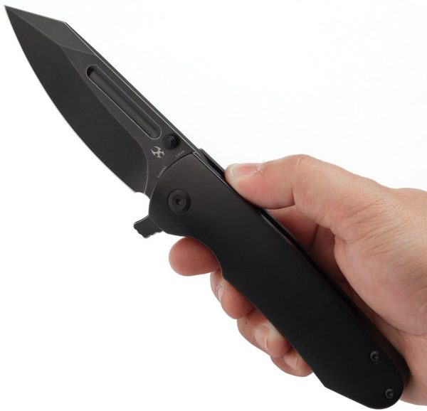 Kansept Superhawk Framelock Black Wharncliffe