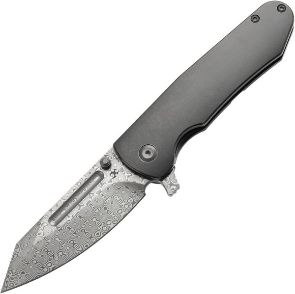 Kansept Superhawk Framelock Damascus Wharncliffe