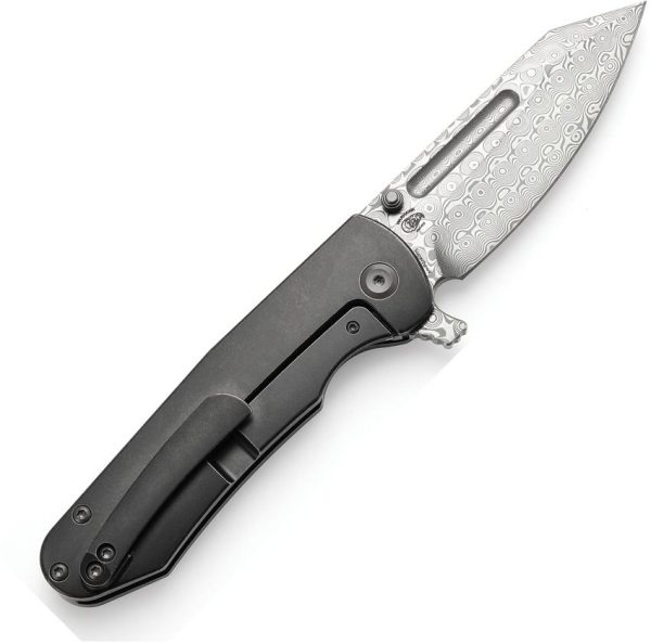 Kansept Superhawk Framelock Damascus Wharncliffe