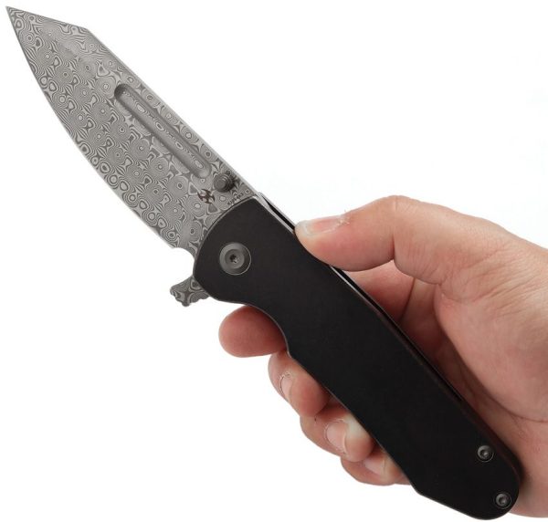 Kansept Superhawk Framelock Damascus Wharncliffe
