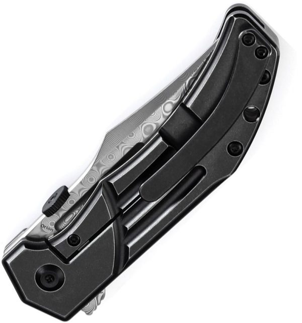 Kansept Orion Framelock Damascus Clip Point