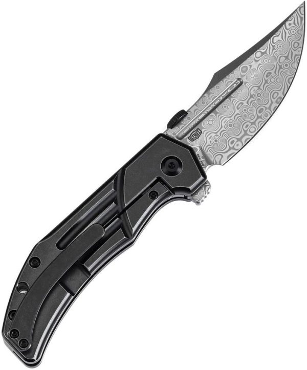 Kansept Orion Framelock Damascus Clip Point