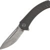 Kansept Hira Framelock Damascus Tanto Folding Knife