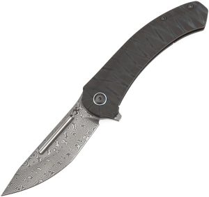 Kansept Hira Framelock Damascus Tanto Folding Knife