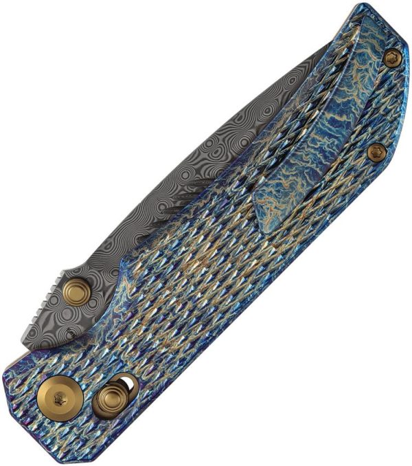 Kansept Eaglestrike Crossbar Lock - Damascus Titanium Gold