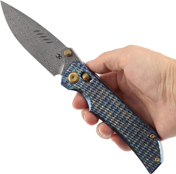 Kansept Eaglestrike Crossbar Lock - Damascus Titanium Gold