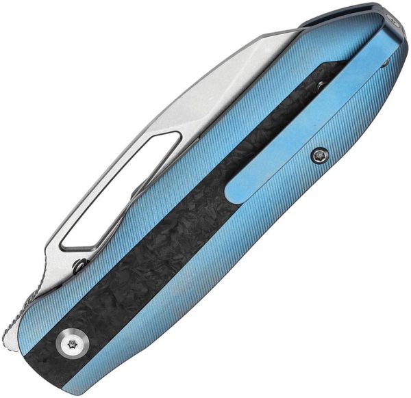 Kansept Thunderhead Linerlock Blue Titanium Carbon Fiber Folding Knife