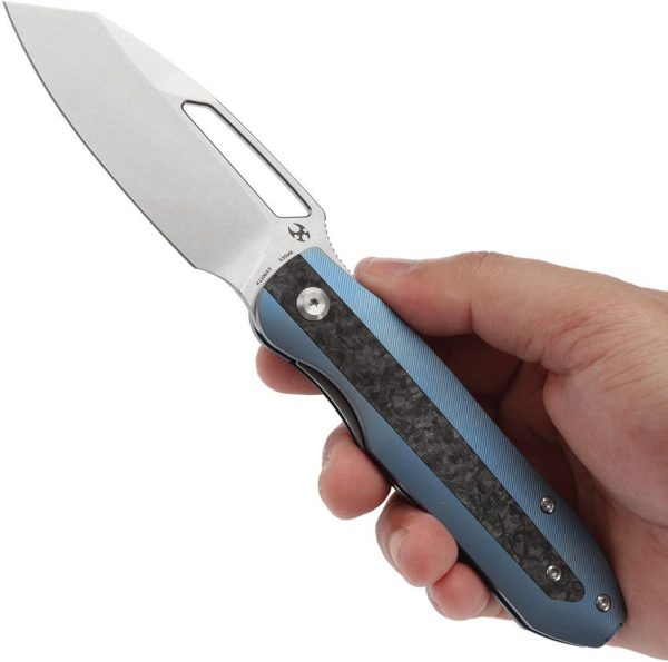 Kansept Thunderhead Linerlock Blue Titanium Carbon Fiber Folding Knife
